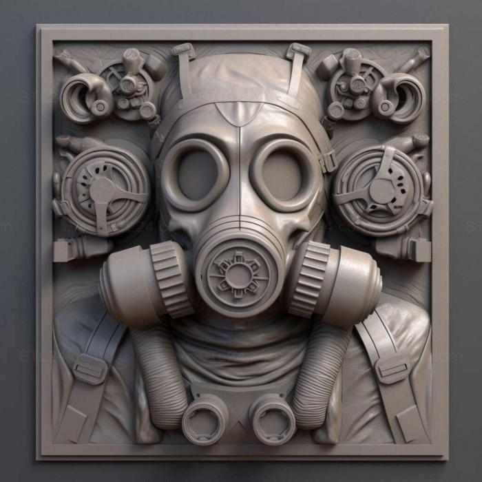 Characters (gas mask 2, HERO_1150) 3D models for cnc